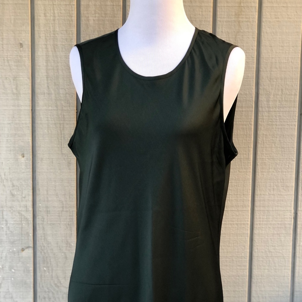 Quince Minimalist Silk Relaxed Fit Forest Green Sleeveless Maxi Dress size L - Picture 4 of 12